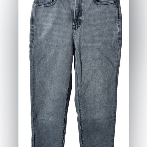 American Eagle Mom Jeans Size 0 | Washed Black Dark Grey Straight Leg Denim - Picture 4 of 10